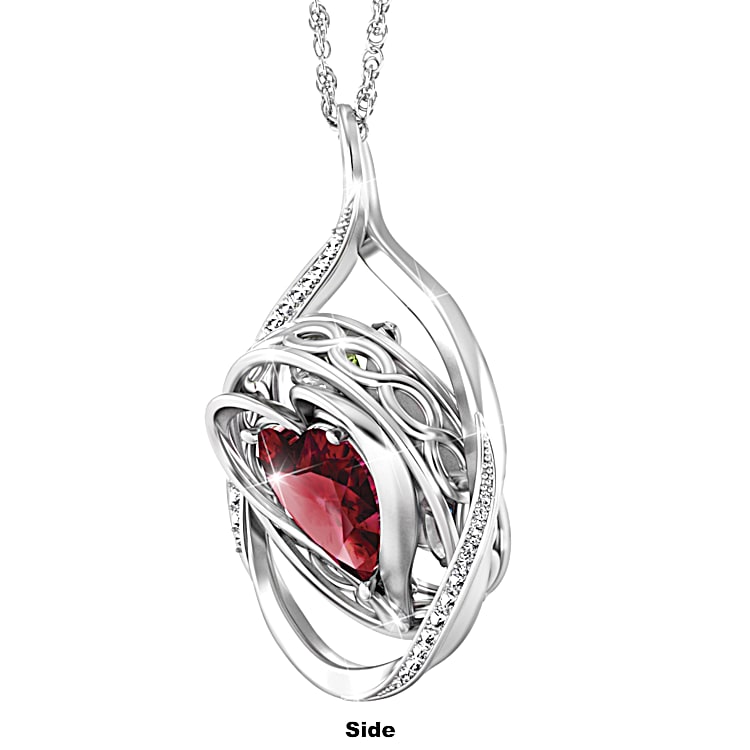 Crystal Birthstone Personalized Flip Pendant Necklace