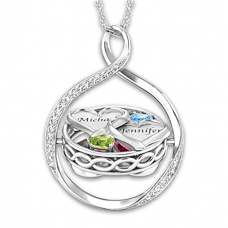 Crystal Birthstone Personalized Flip Pendant Necklace
