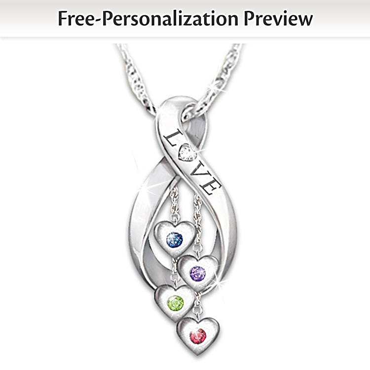 Infinite Love Womens Personalized Family Birthstone Diamond Pendant Necklace