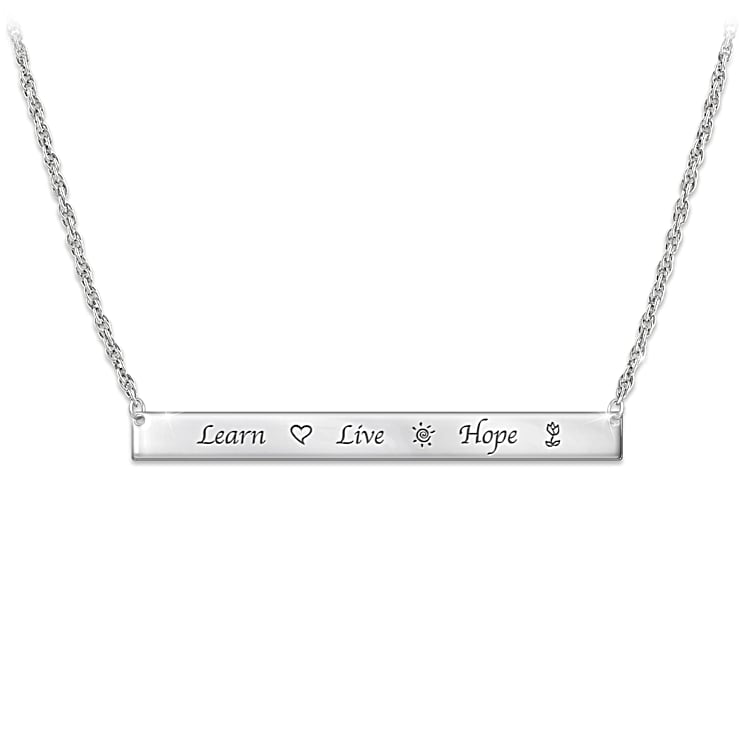 Learn Live Hope Womens Sterling Silver Necklace