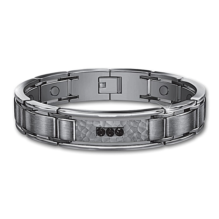 Strength Courage Wisdom Mens Stainless Steel Healing Bracelet