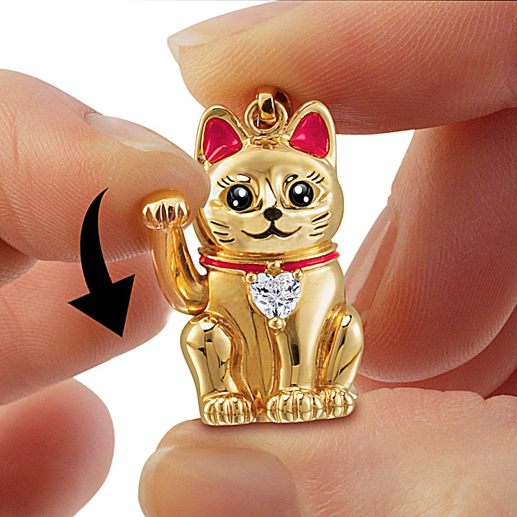 Legend Of The Lucky Cat Womens 18K Gold-Plated Pendant
