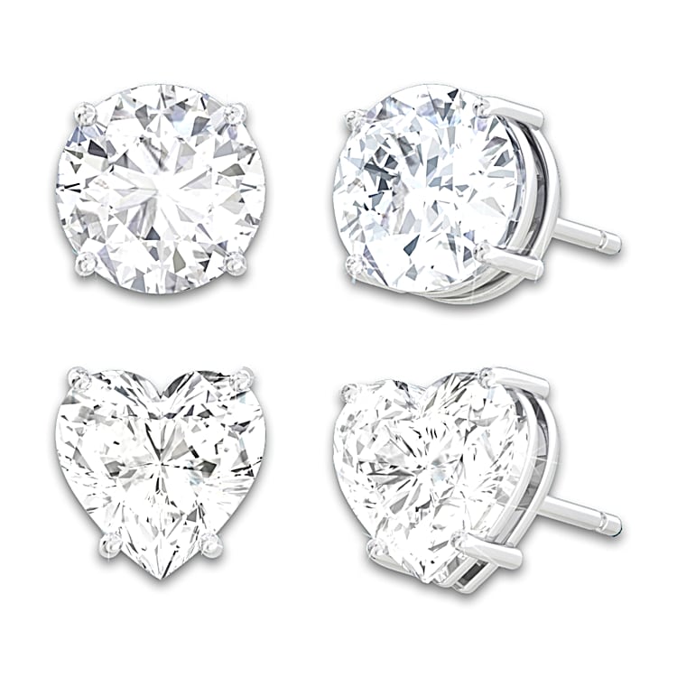 Heart shaped silver earrings discount