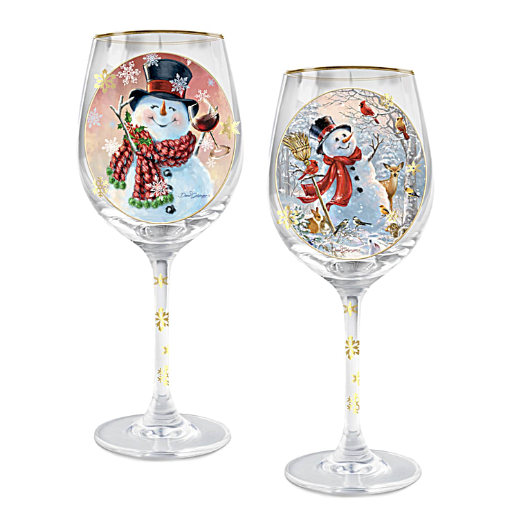 Hand painted snowman wine glasses 2025