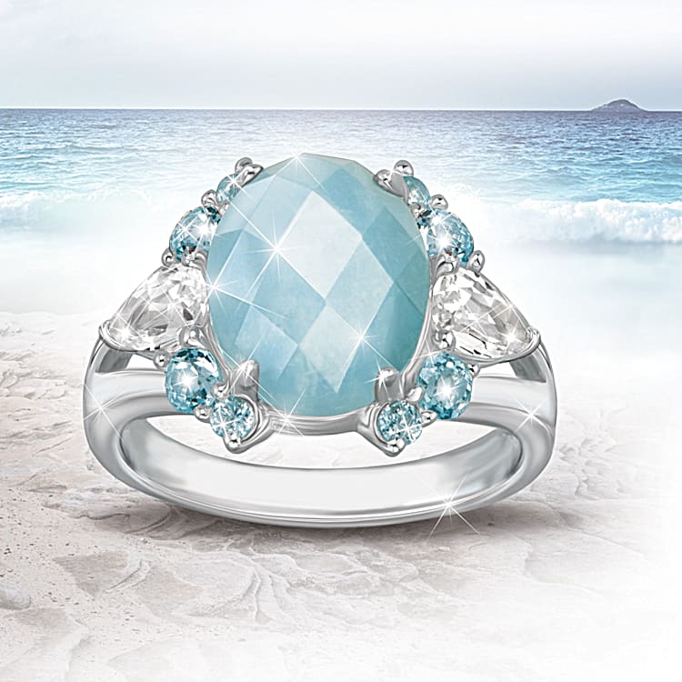 Topaz and aquamarine ring top