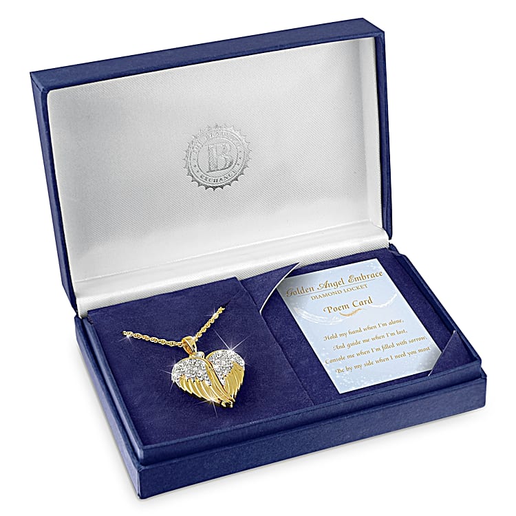 Guardian Angel Embrace Womens Crystal And Diamond Heart-Shaped