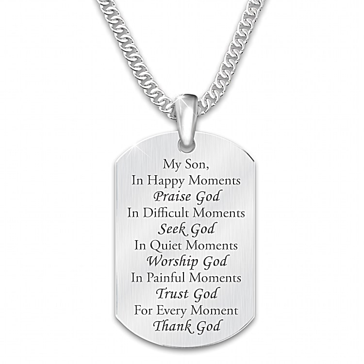 God Is Near Religious Son Stainless Steel Dog Tag Pendant Necklace