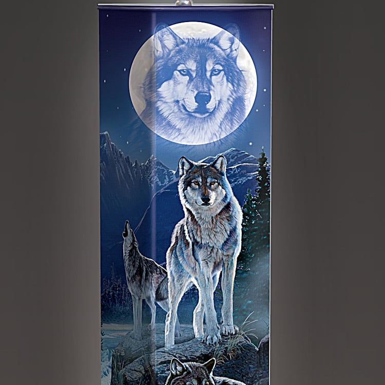 Al Agnew Mystic Moonlight Wolf Art Floor Lamp With Foot Pedal Switch