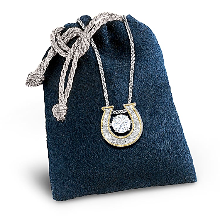 Horseshoe Pendant With 18K Gold-Plated Accents And A White