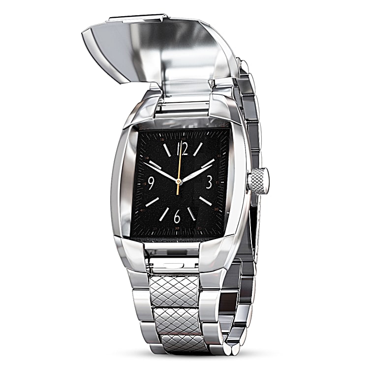 RCMP Mens Watch Featuring A Unique Flip Cover Design With A Low