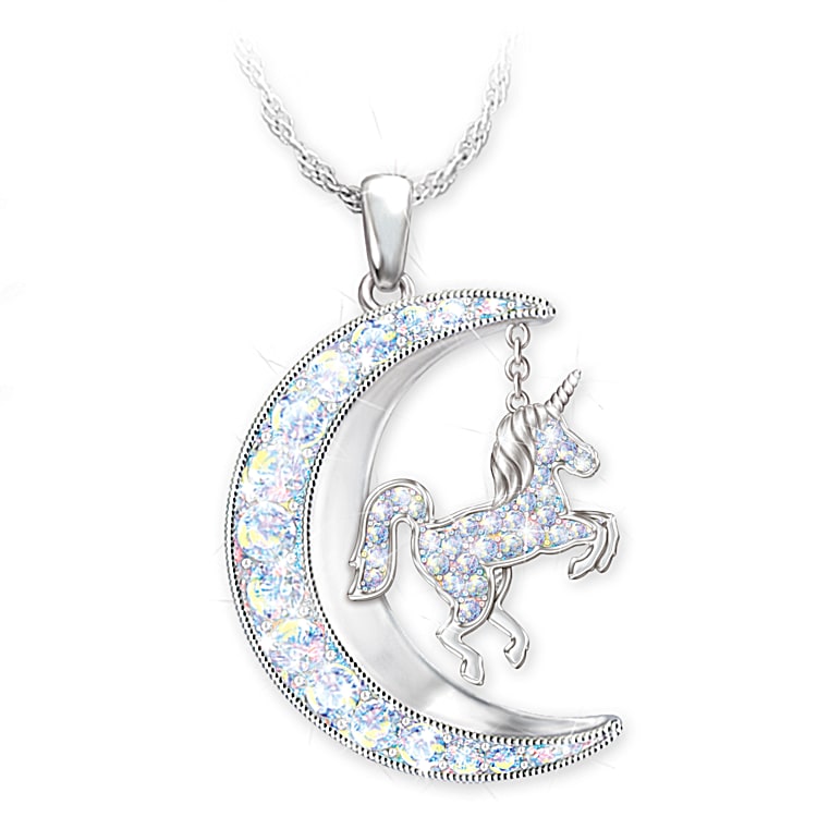 Believe In Magic Womens Unicorn Pendant Necklace Adorned With