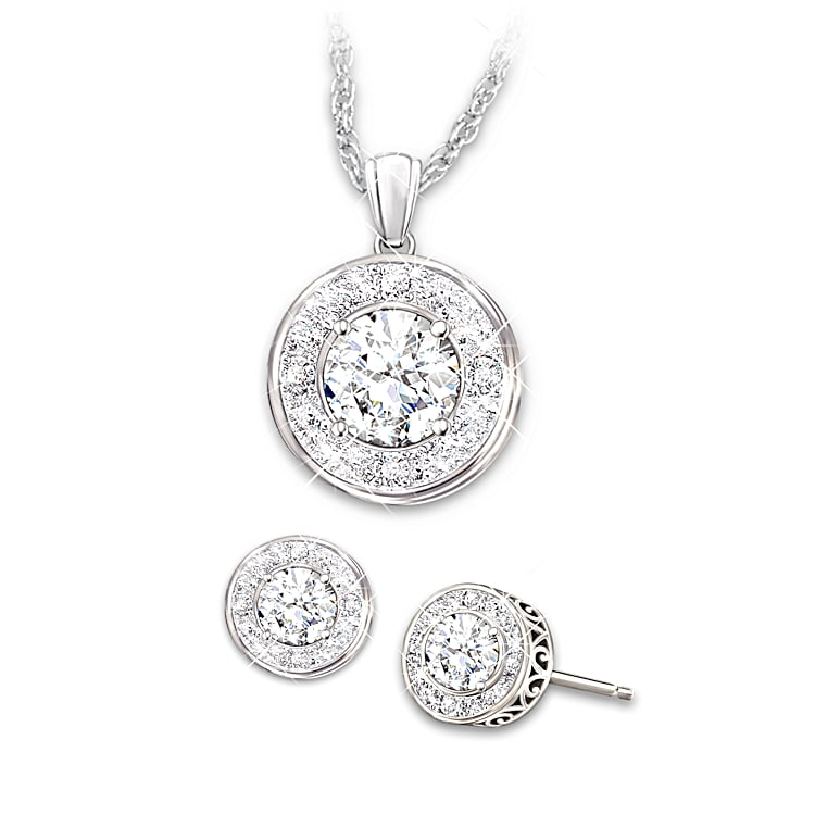 Necklace and earring sets white gold sale