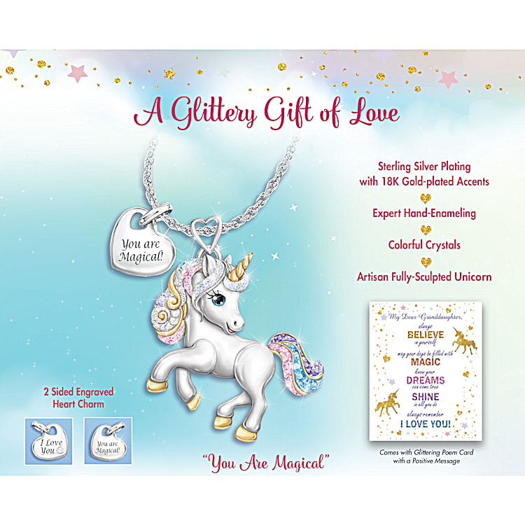 You Are Magical Granddaughter Unicorn Pendant Necklace With 18K