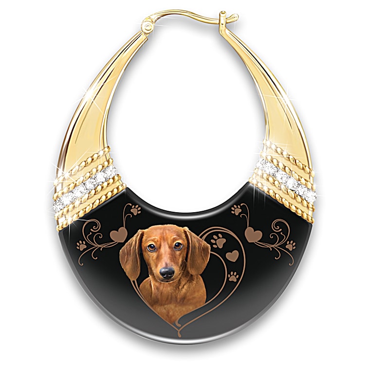 Gold dachshund earrings discount