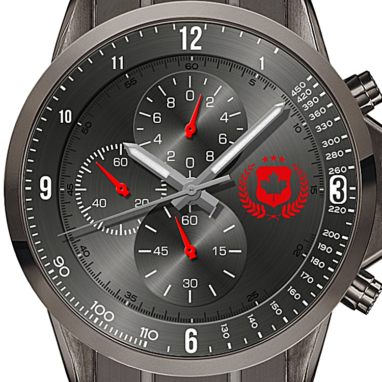 We Will Remember Mens Matte Black Stainless Steel Chronograph Watch