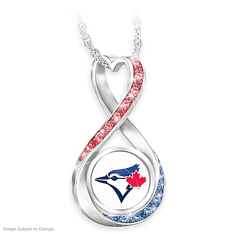 Toronto Blue Jays Forever Womens Rhodium Plated MLB Pendant Necklace  Featuring An Infinity Design With Team Logo & Adorned With 15 Swarovski  Crystals