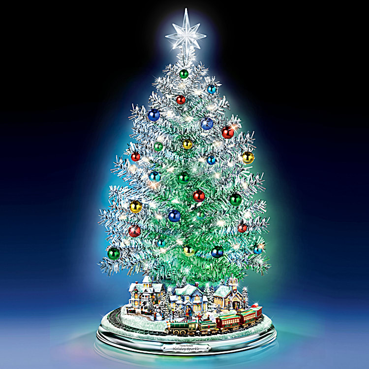 Silver Blessings Tabletop Christmas Tree Adorned With Colour