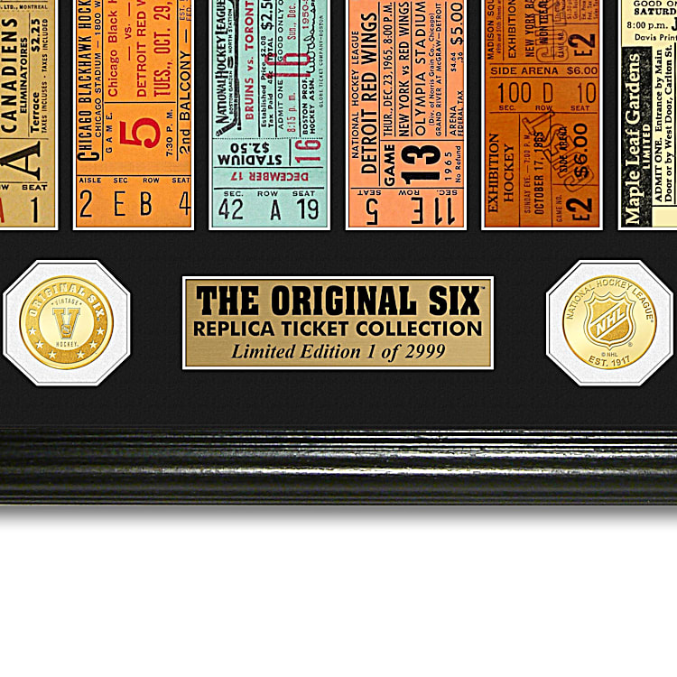 The Original Six™ NHL® Ticket Wall Decor Featuring 2 Bronze Medallions