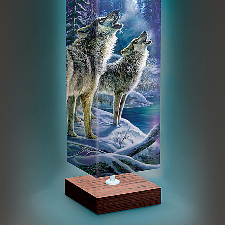 洋書 Made of Light: The art of light and .... Aurora Borealis Floor Lamp Featuring Vibrant Wolf Art By