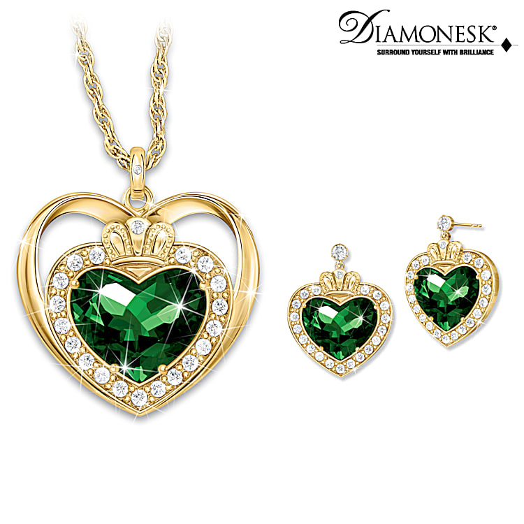 Heart shaped necklace and earring set shop
