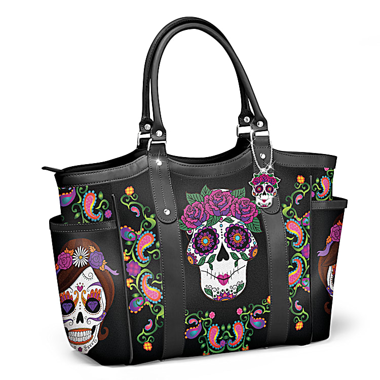 Sugar skull tote bag top