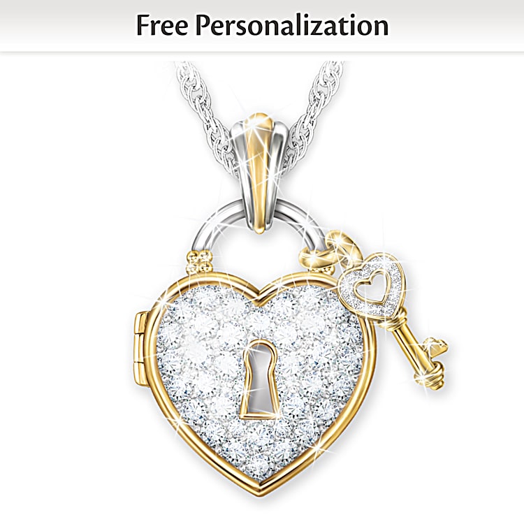 Heart locket necklace with initials top