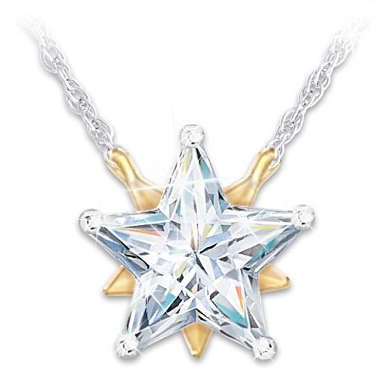 Star Cut Simulated Diamond Pendant And Card For Daughter