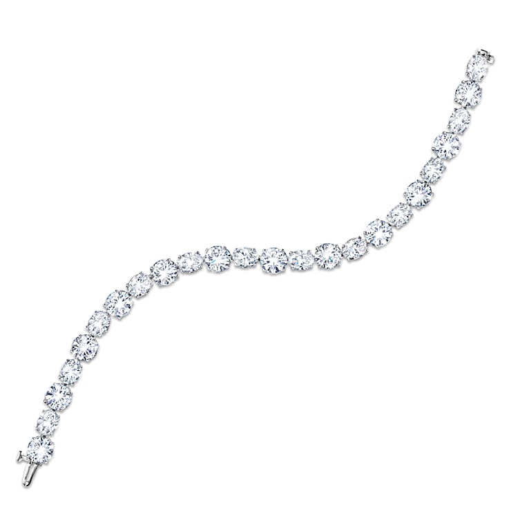 Platinum Plated Simulated Diamond Tennis Bracelet Inspired By A Bracelet Worn By Princess Diana