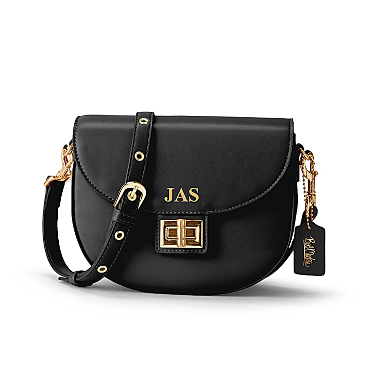 Black leather saddle bag handbag sales