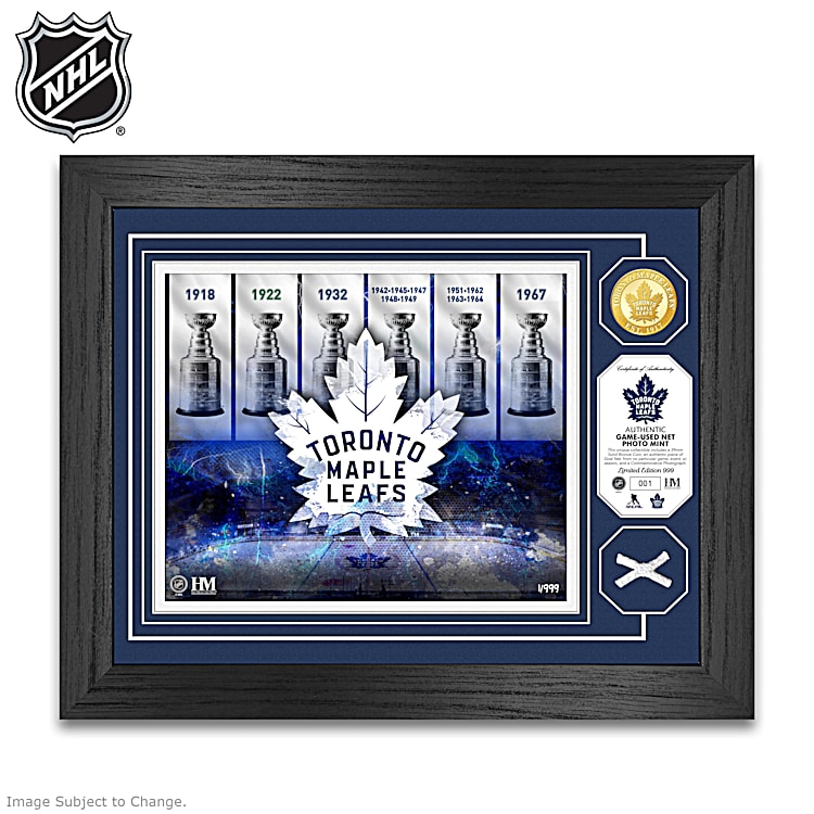 Toronto Maple Leafs+R+ NHL+R+ Framed Wall Decor With Team Colours, Logos  And Piece Of Game-Used Net
