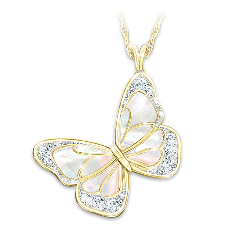 18K Gold-Plated Remembrance Pendant Featuring A Sculpted Butterfly