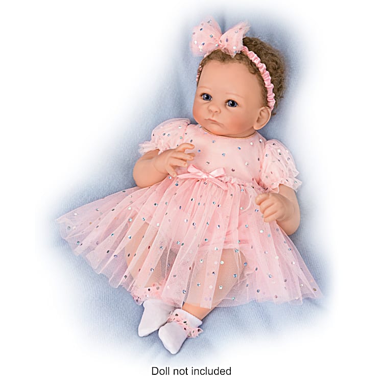 Celebration Dress Baby Doll Accessory Set With Metallic Dots