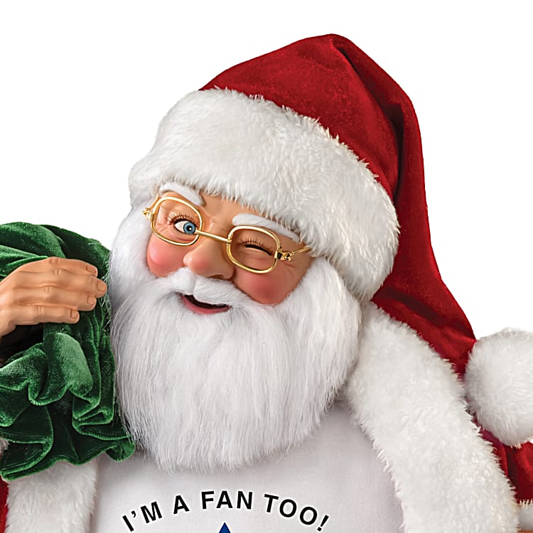 Toronto Maple Leafs 61 Cm Tall NHL Santa Doll With Red Velvety Suit And Green Velveteen Toy Bag