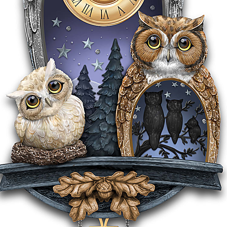 63 cm Sculpted Owl Wall Clock Inspired By Blake Jensens Art With