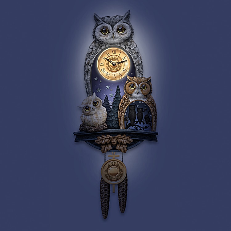 63 cm Sculpted Owl Wall Clock Inspired By Blake Jensens Art With