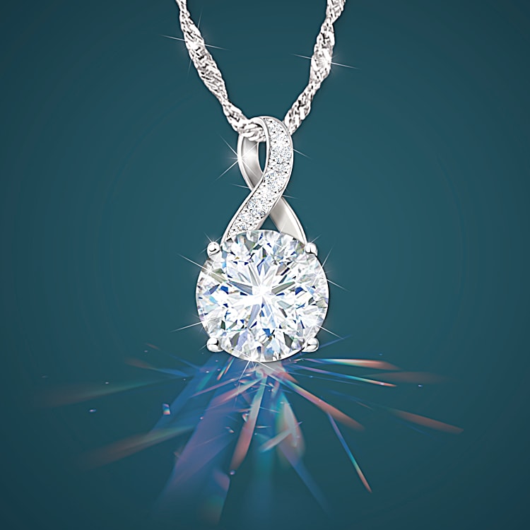 【Sentiments】NO.245 NECKLACE Womens Sterling Silver Infinity Pendant Adorned With A Round
