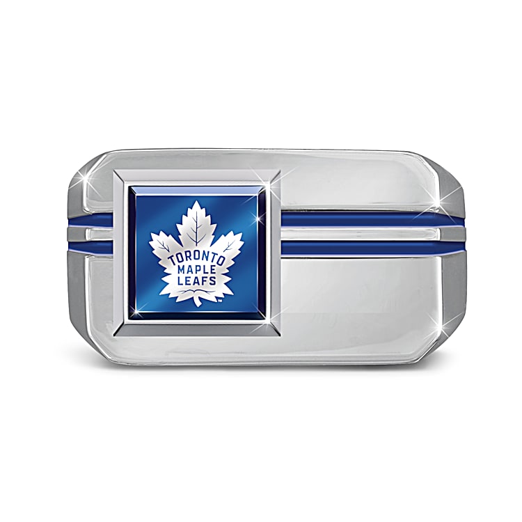 Mens Personalized Platinum Plated Toronto Maple Leafs Ring Monogrammed With 3 Initials