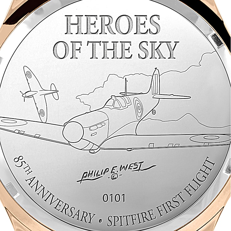 Heroes Of The Skies Mens Rose Gold Plated Chronograph Watch With