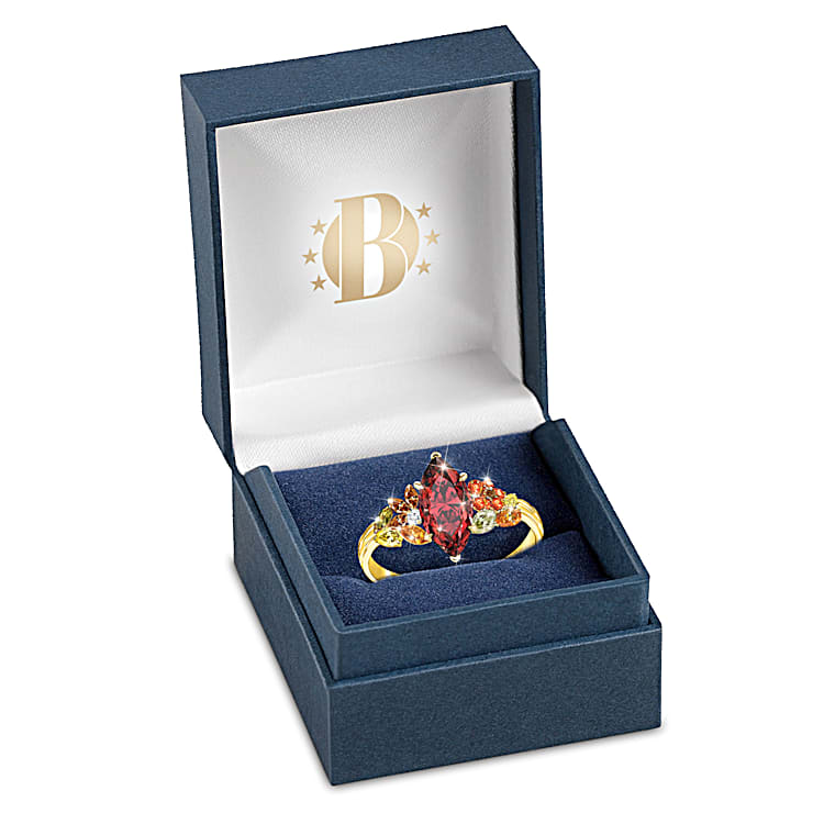 18K Gold-Plated Ring With Over 4 Carats Of 17 Autumn