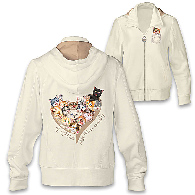 トップス Off White 19AW WIZARD AND CAT HOODIE Ivory Cat-Themed Hoodie Featuring A Paw Print Zipper Pull And