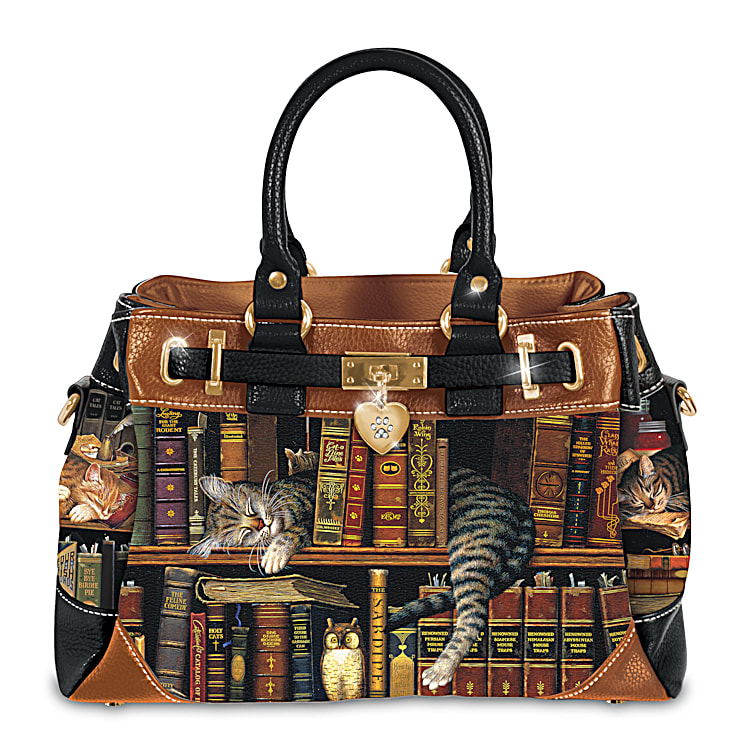 Classic Tails Fashion Handbag And Wallet Set With Gold-Toned Hardware And  Colourful Cat Art By Artist Charles Wysocki