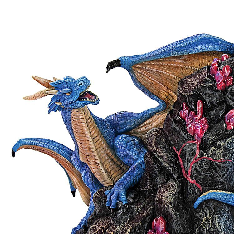 Hand-Painted Fantasy Dragon Sculpture Featuring A Levitating