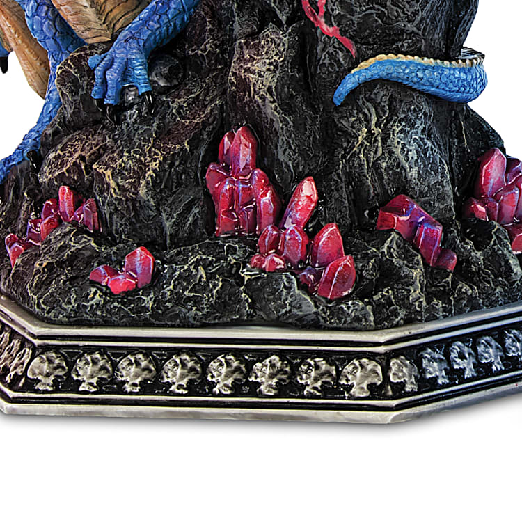 Hand-Painted Fantasy Dragon Sculpture Featuring A Levitating