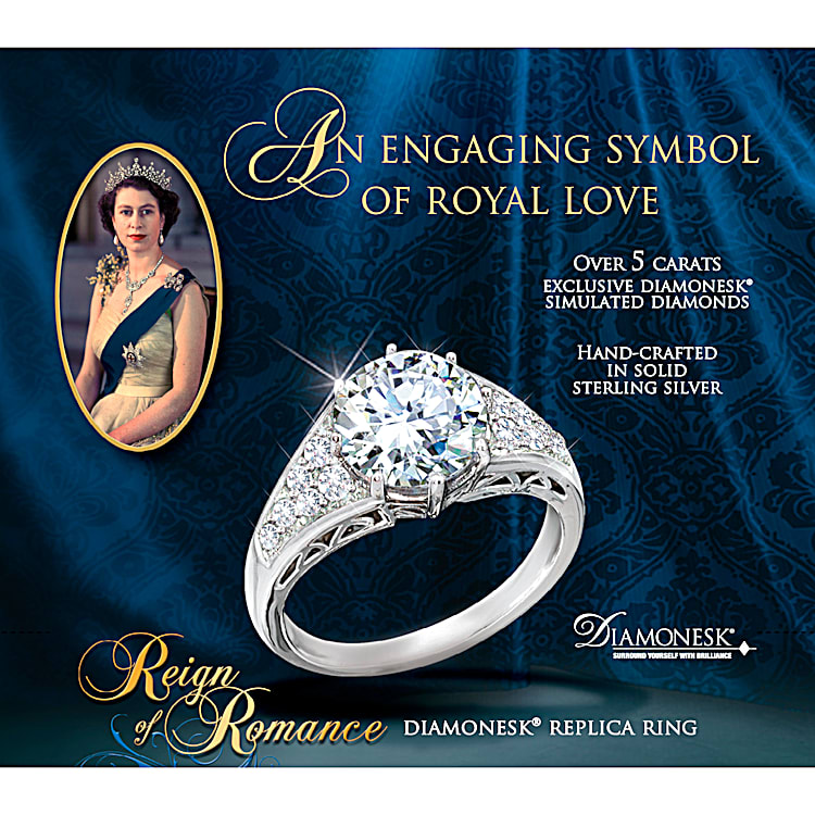 Reign Of Romance Simulated Diamond Ring Inspired By The Engagement Ring Worn By Queen Elizabeth II