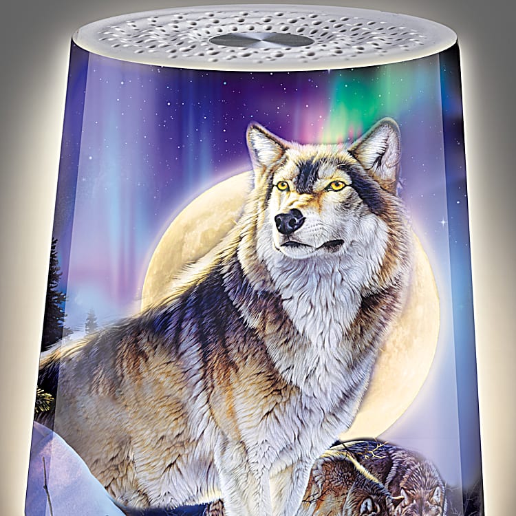 Illuminated Sound Machine Adorned With Wolf Art And Features
