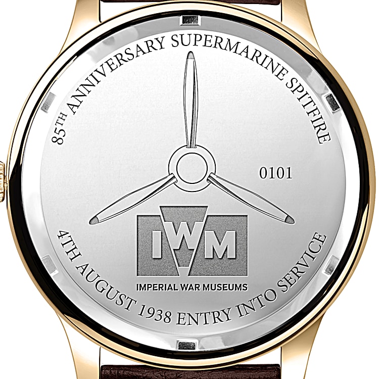 Gold Tone Watch With Silhouette Of A N3200 Spitfire From The Imperial War Museums Collection