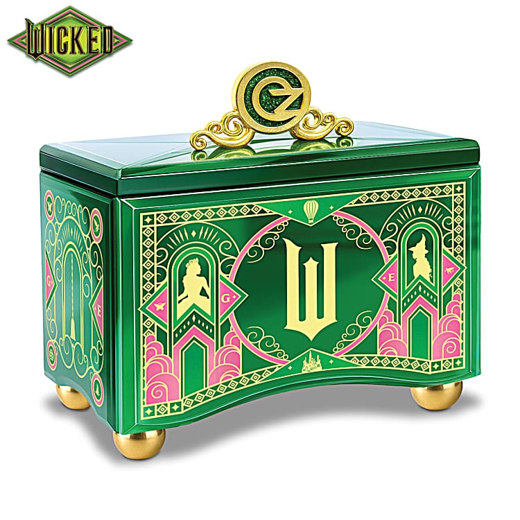 WICKED Music Box Adorned With Silhouettes Of Elphaba And Glinda