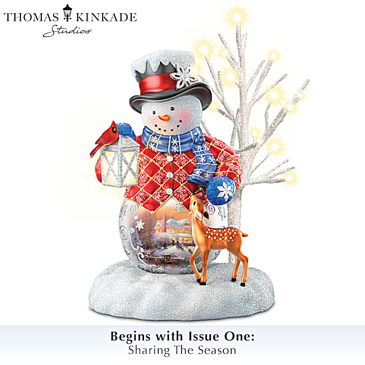 髙島屋限定品LEDアクリルケース付20周年　抽選物 チャリティーサンタ未開封物 Thomas Kinkade Snow Wonderful Illuminated Snowman Figurine Collection