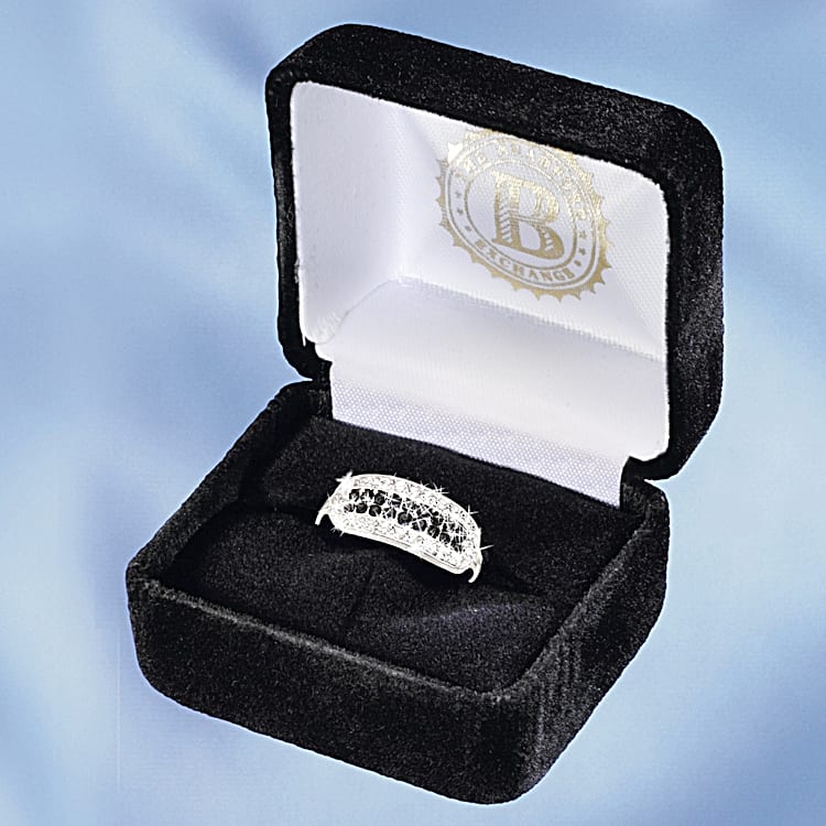 Black white diamond engagement ring top