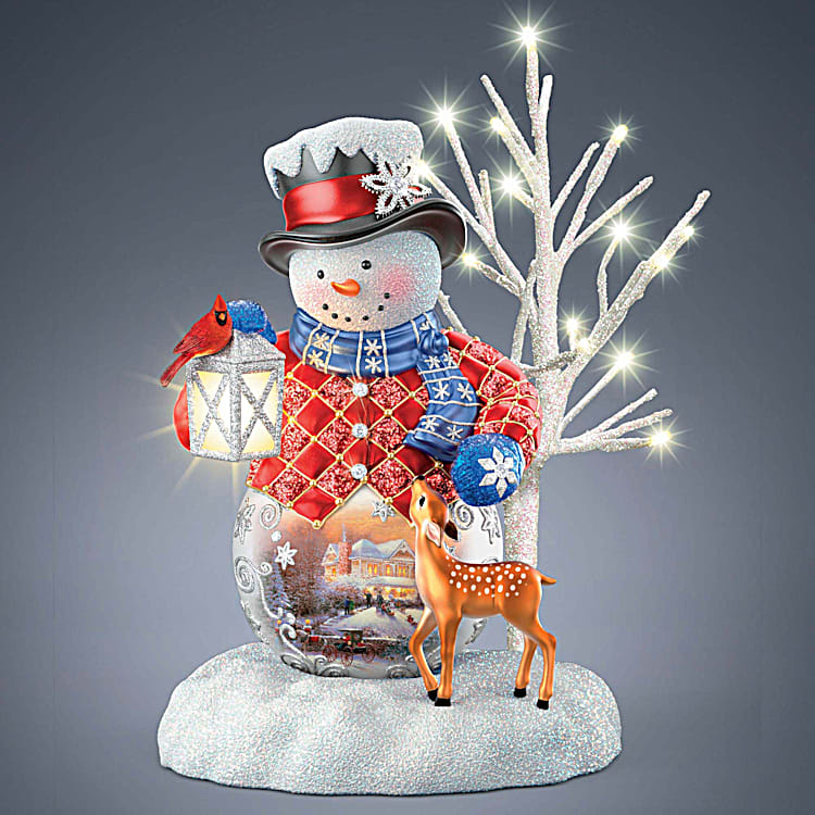 Thomas Kinkade Snow Wonderful Illuminated Snowman Figurine Collection